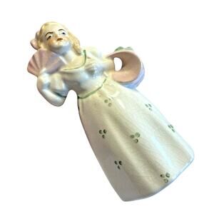 Porcelain Bell Figural Collectible Southern Belle Lady with pink fan & basket